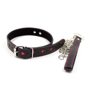 Collar with Metal Leash BlackRed