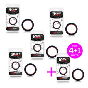 Pack 41 Red Black Ribbon Silicone Cock Ring 3.6 cm