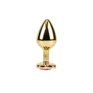 Rosy Heart Golden Anal Plug with Jewel Size M